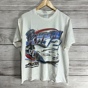Vintage Y2K NASCAR Chase Ryan Newman AOP Car Fan Distressed Faded Tee Shirt L